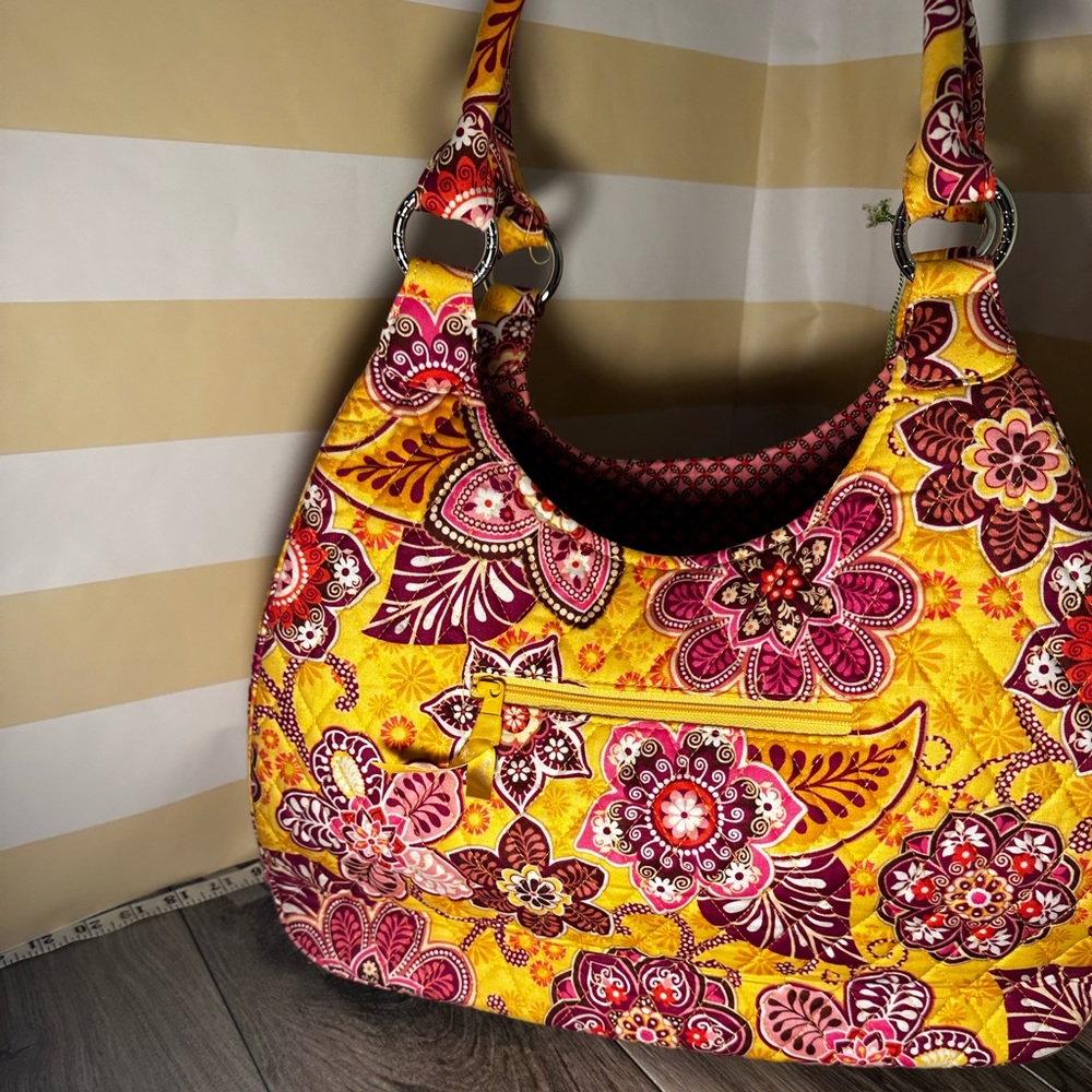NWT Vera Bradley Large Hobo Bag; Boho Bali Gold Vintage Floral - Picture 2 of 8